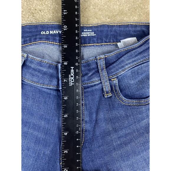 Old Navy Womens Size 2 Petite Rockstar Super Skinny Whiskered Blue Jeans #662 - Picture 9 of 11